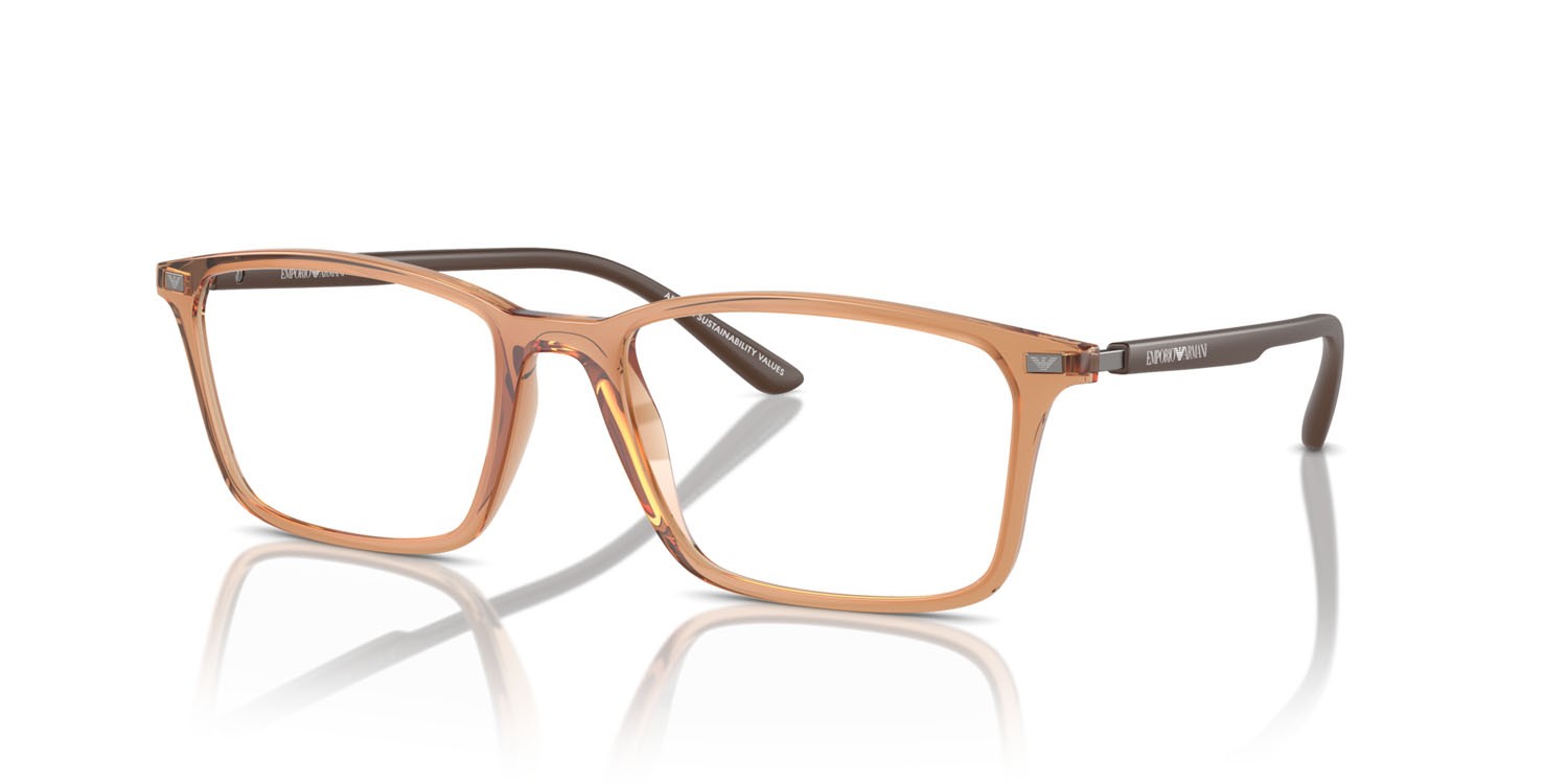 Occhiali da vista Emporio Armani EA 3237 (6110) colore marrone trasparente lucido forma rettangolare lenti lente demo