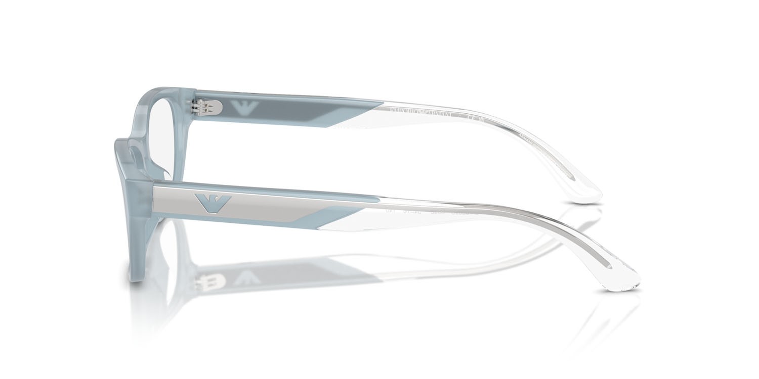 Eyeglasses Emporio Armani EA 3238U (6096) color azzurro opalino brillante shape cat eye lenses lente demo