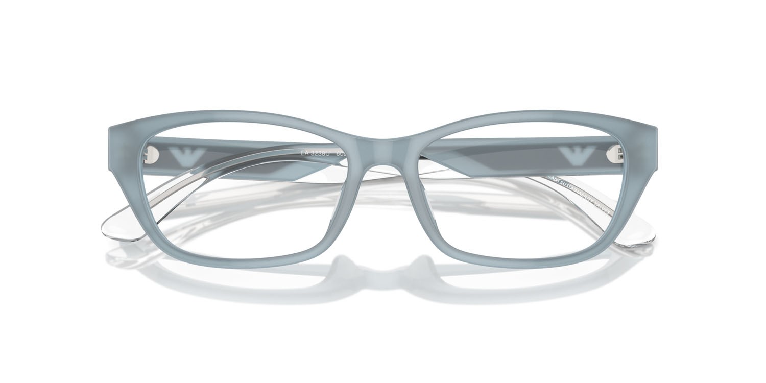 Eyeglasses Emporio Armani EA 3238U (6096) color azzurro opalino brillante shape cat eye lenses lente demo