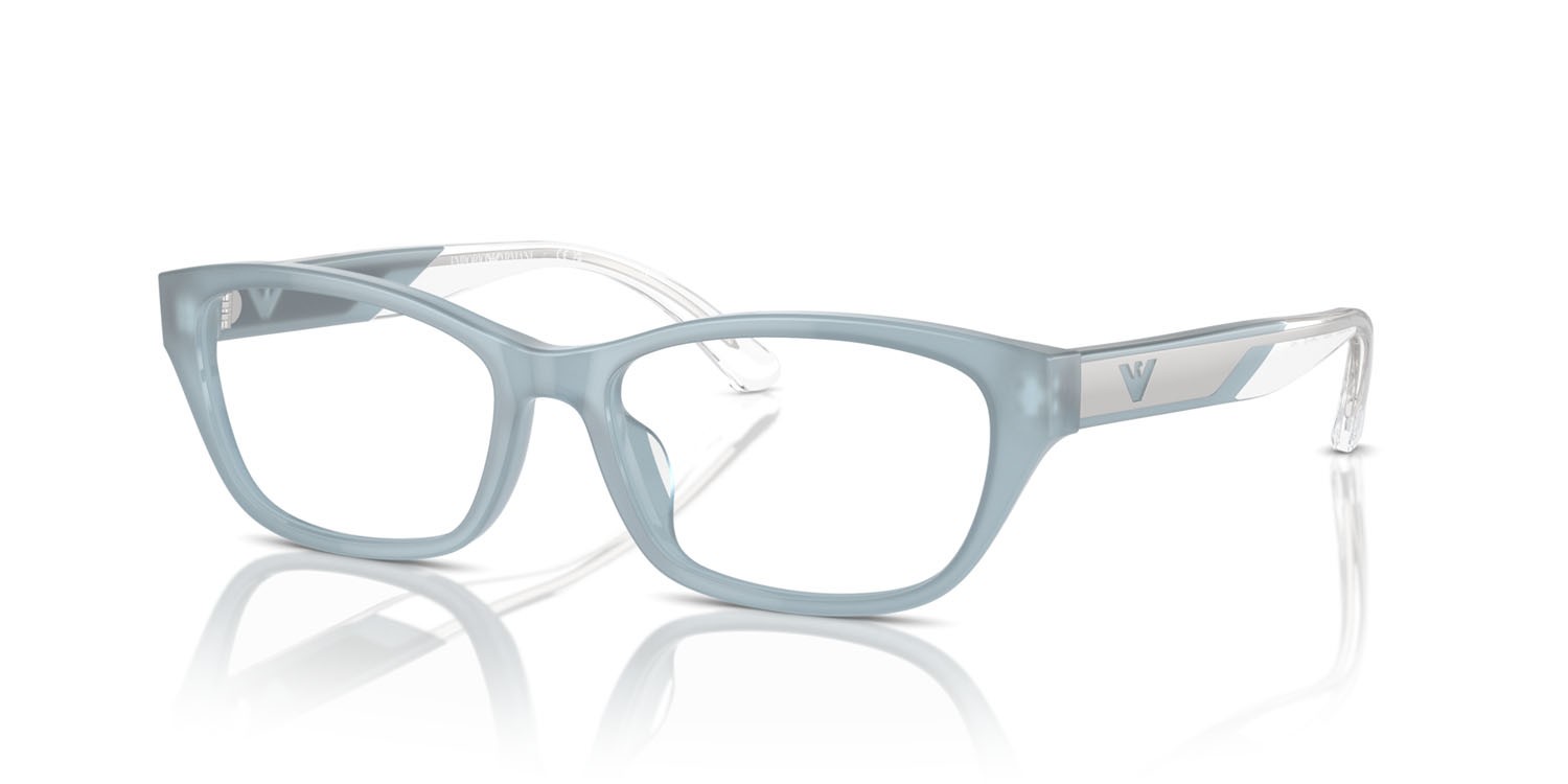 Eyeglasses Emporio Armani EA 3238U (6096) color azzurro opalino brillante shape cat eye lenses lente demo