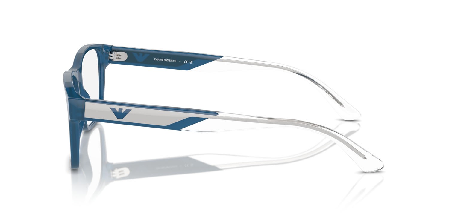 Occhiali da vista Emporio Armani EA 3239 (6092) colore blu opalino brillante forma rettangolare lenti lente demo