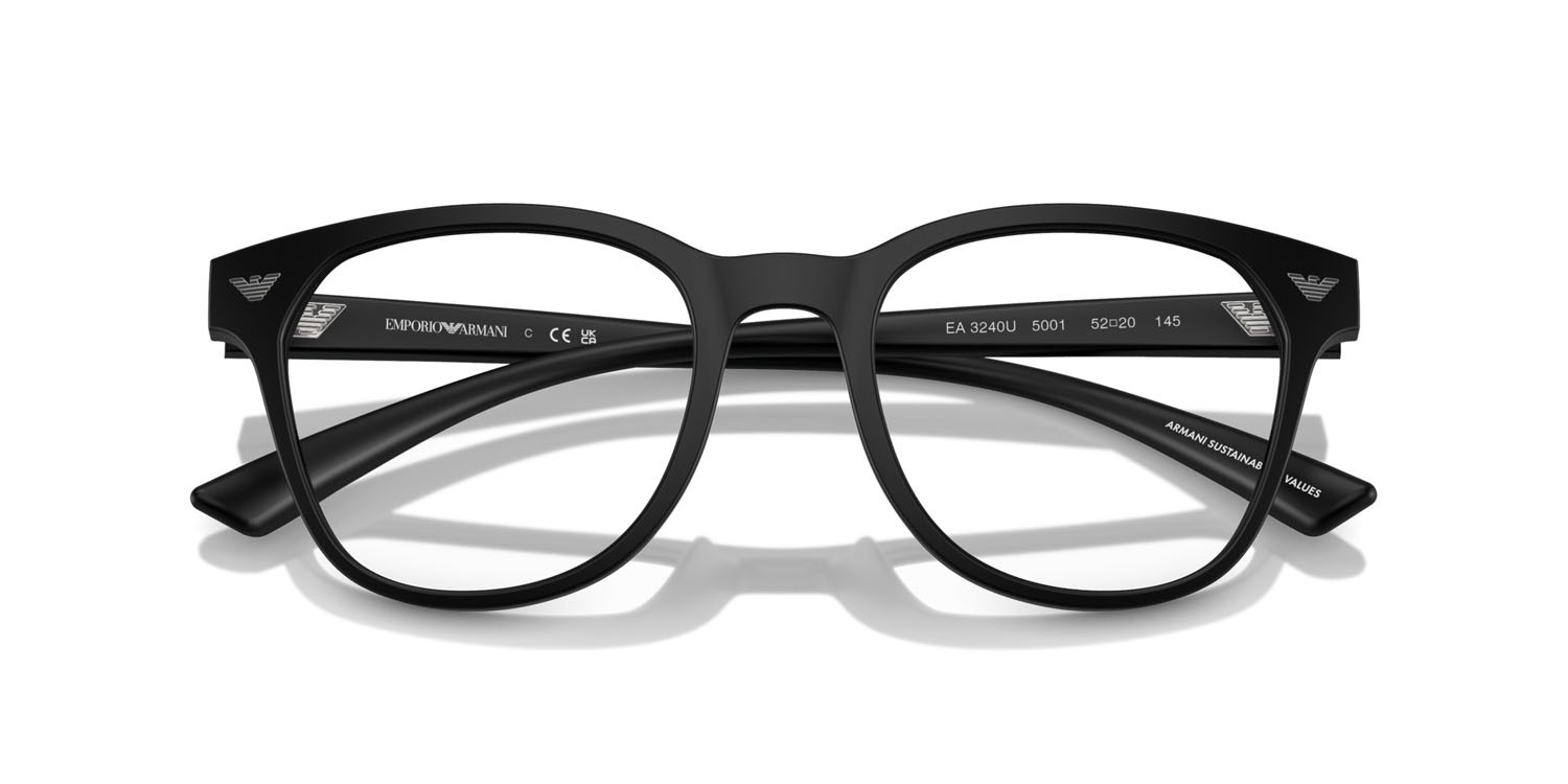 Occhiali da vista Emporio Armani EA 3240U (5001) colore nero opaco forma pantos lenti lente demo
