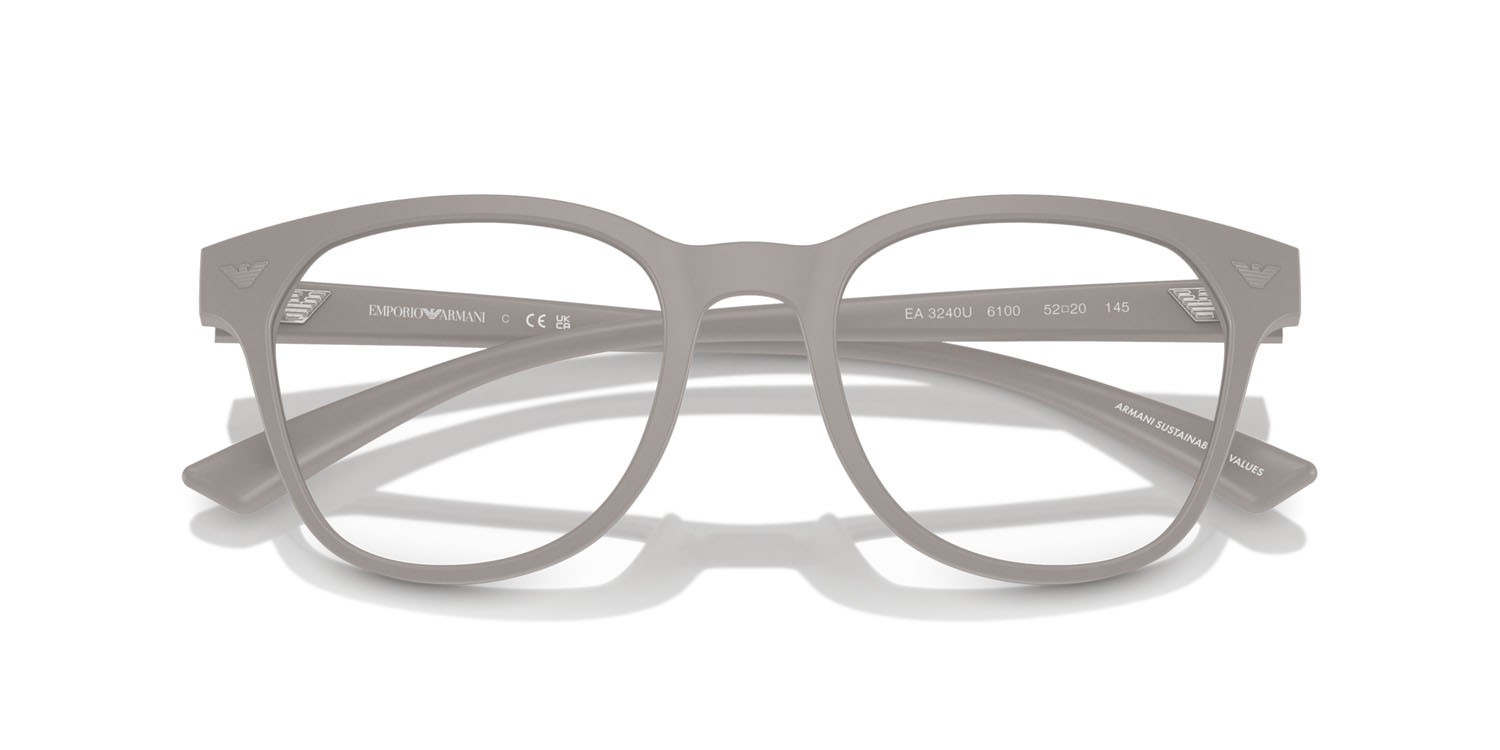 Occhiali da vista Emporio Armani EA 3240U (6100) colore grigio chiaro opaco forma pantos lenti lente demo
