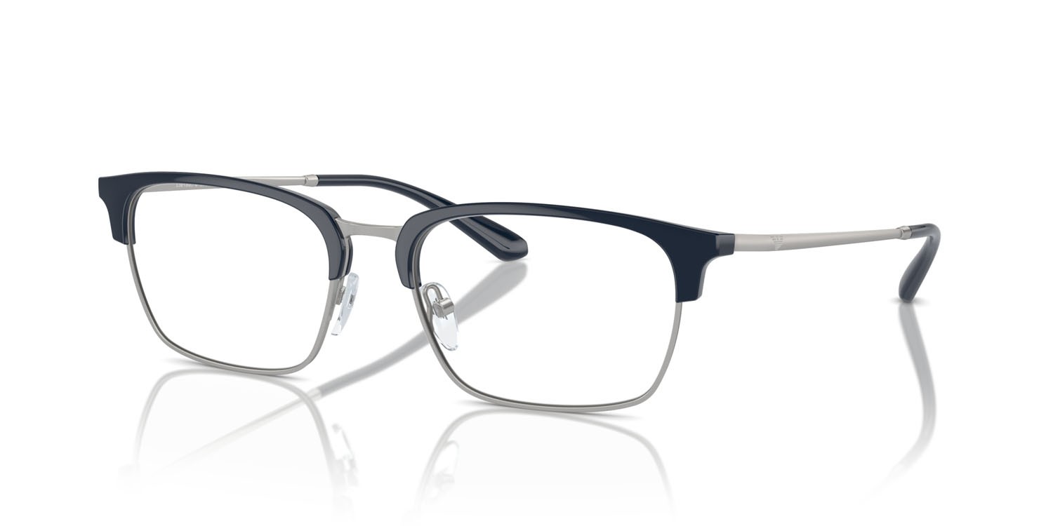 Occhiali da vista Emporio Armani EA 3243 (3045) colore shiny blue/matte silver forma quadrato lenti lente demo
