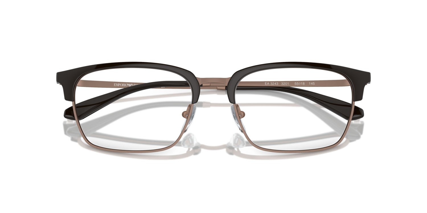 Occhiali da vista Emporio Armani EA 3243 (3201) colore shiny brown/matte pink gold forma quadrato lenti lente demo