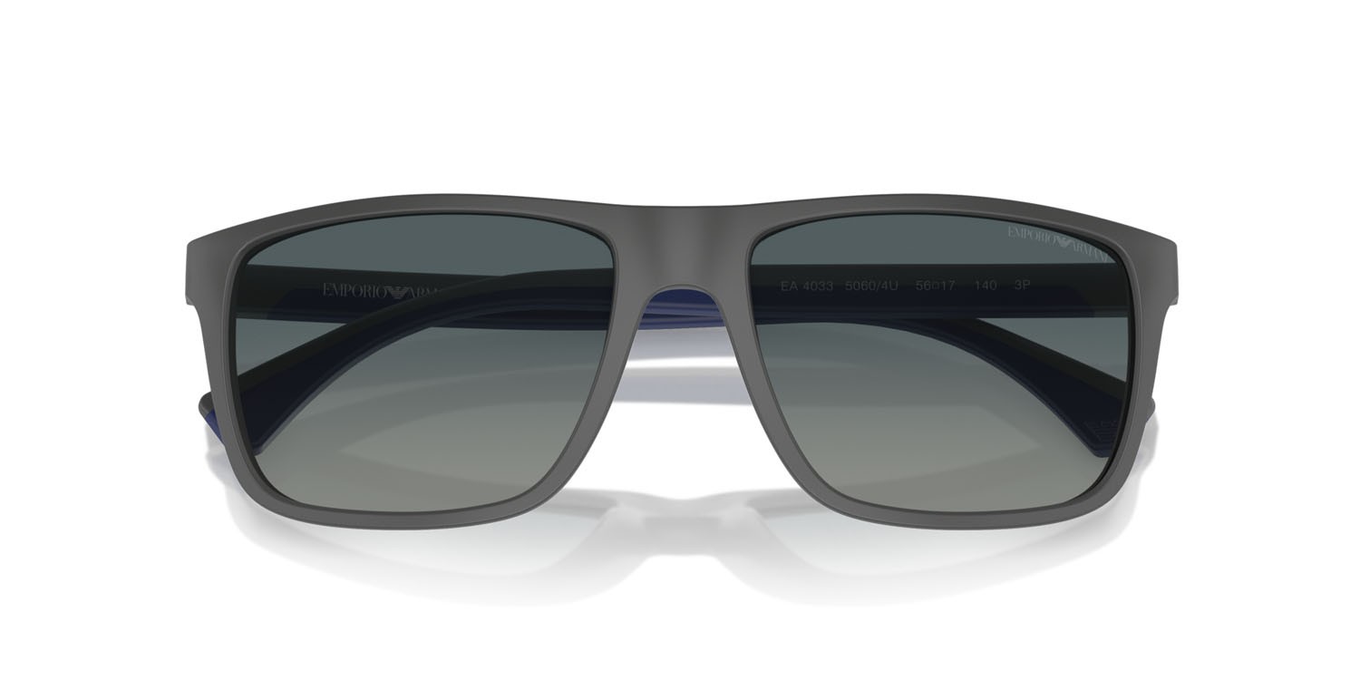 Occhiali da sole Emporio Armani EA 4033 (50604U) colore grigio opaco forma quadrato lenti gradient blue polarized