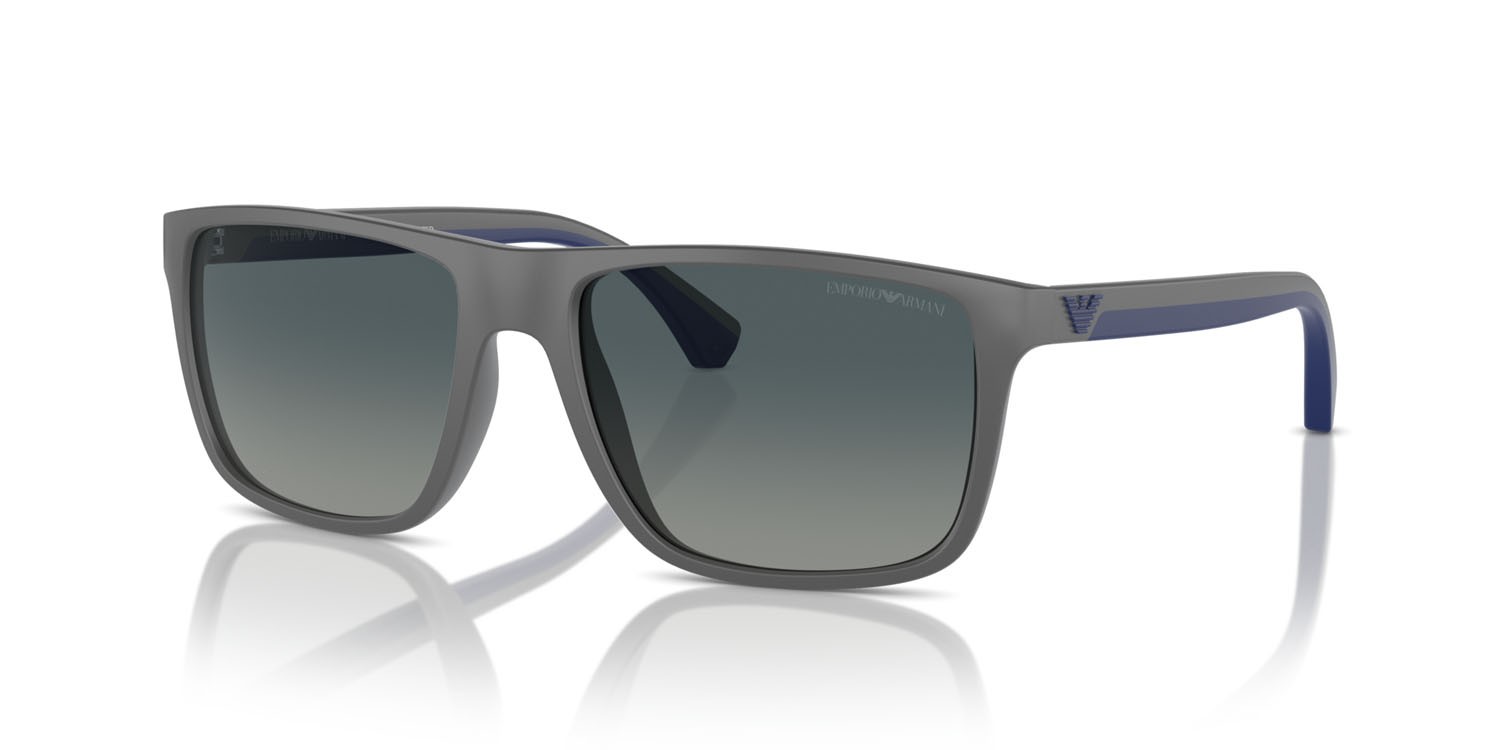 Occhiali da sole Emporio Armani EA 4033 (50604U) colore grigio opaco forma quadrato lenti gradient blue polarized