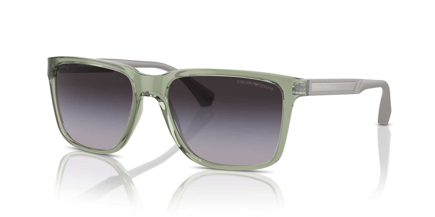 Sonnenbrillen Emporio Armani EA 4047 (53628G) farbe verde trasparente lucido form quadratisch gläser grigio sfumato