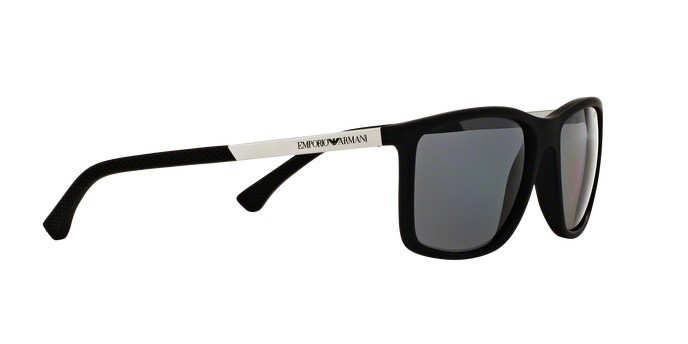 Occhiali da sole Emporio Armani EA 4058 (506381) colore black rubber forma rettangolare lenti polar grey