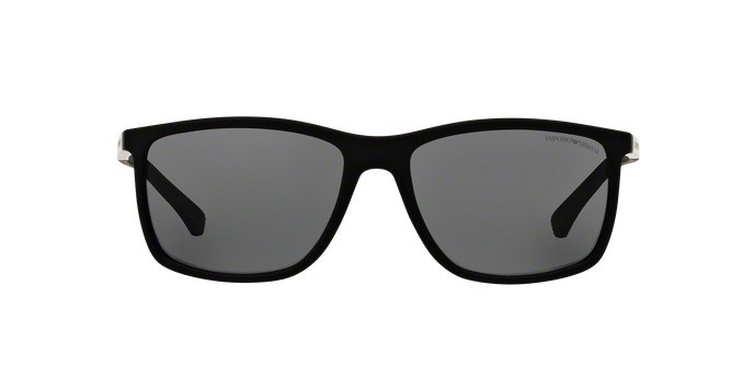 Occhiali da sole Emporio Armani EA 4058 (506381) colore black rubber forma rettangolare lenti polar grey