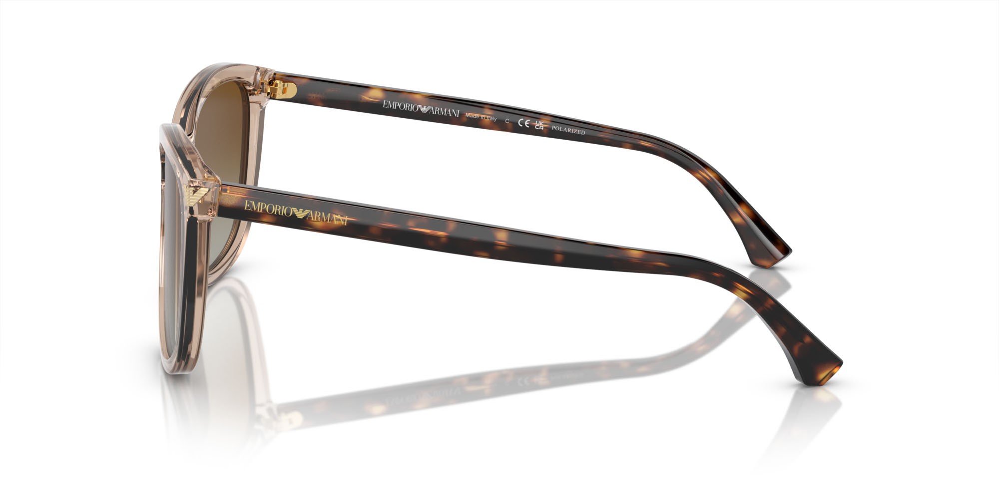 Sunglasses Emporio Armani EA 4060 (5850T5) color tundra trasparente shape square lenses polarizzata marrone sfumato