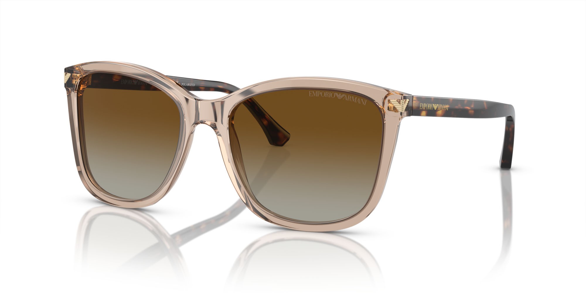 Sunglasses Emporio Armani EA 4060 (5850T5) color tundra trasparente shape square lenses polarizzata marrone sfumato