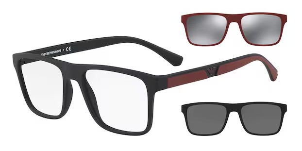 Occhiali da vista Emporio Armani EA 4115 (50421W) + Clip on colore matte black forma rettangolare lenti clear