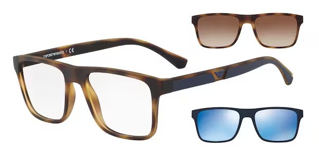 Occhiali da vista Emporio Armani EA 4115 (50891W) + Clip on colore matte havana forma rettangolare lenti clear