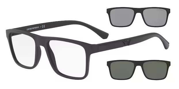 Occhiali da vista Emporio Armani EA 4115 (58011W) + Clip on colore matte black forma rettangolare lenti clear