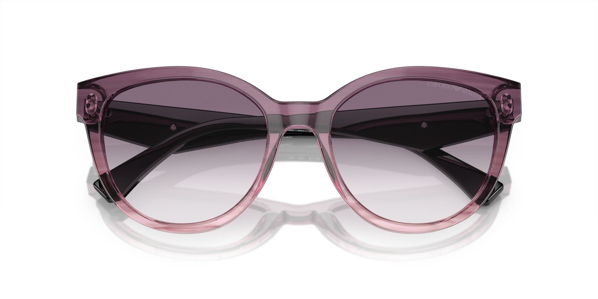 Sonnenbrillen Emporio Armani EA 4140 (59668H) farbe violetto sfumato form cat-eye gläser trasparente sfumato viola scuro