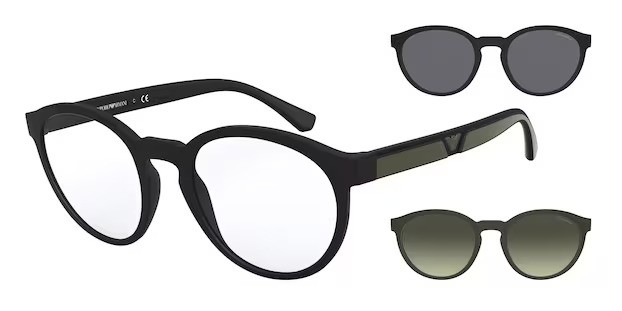 Eyeglasses Emporio Armani EA 4152 (50421W) + Clip on color matte black shape pantos lenses clear