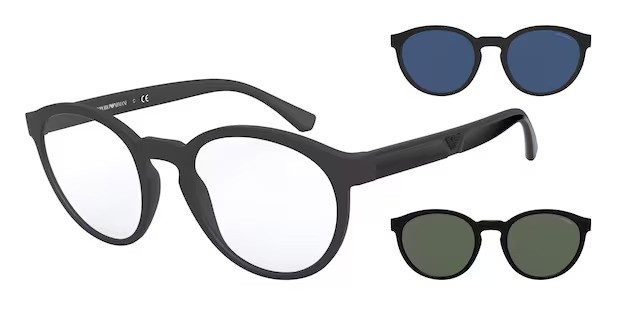 Occhiali da vista Emporio Armani EA 4152 (58011W) + Clip on colore matte black forma pantos lenti clear
