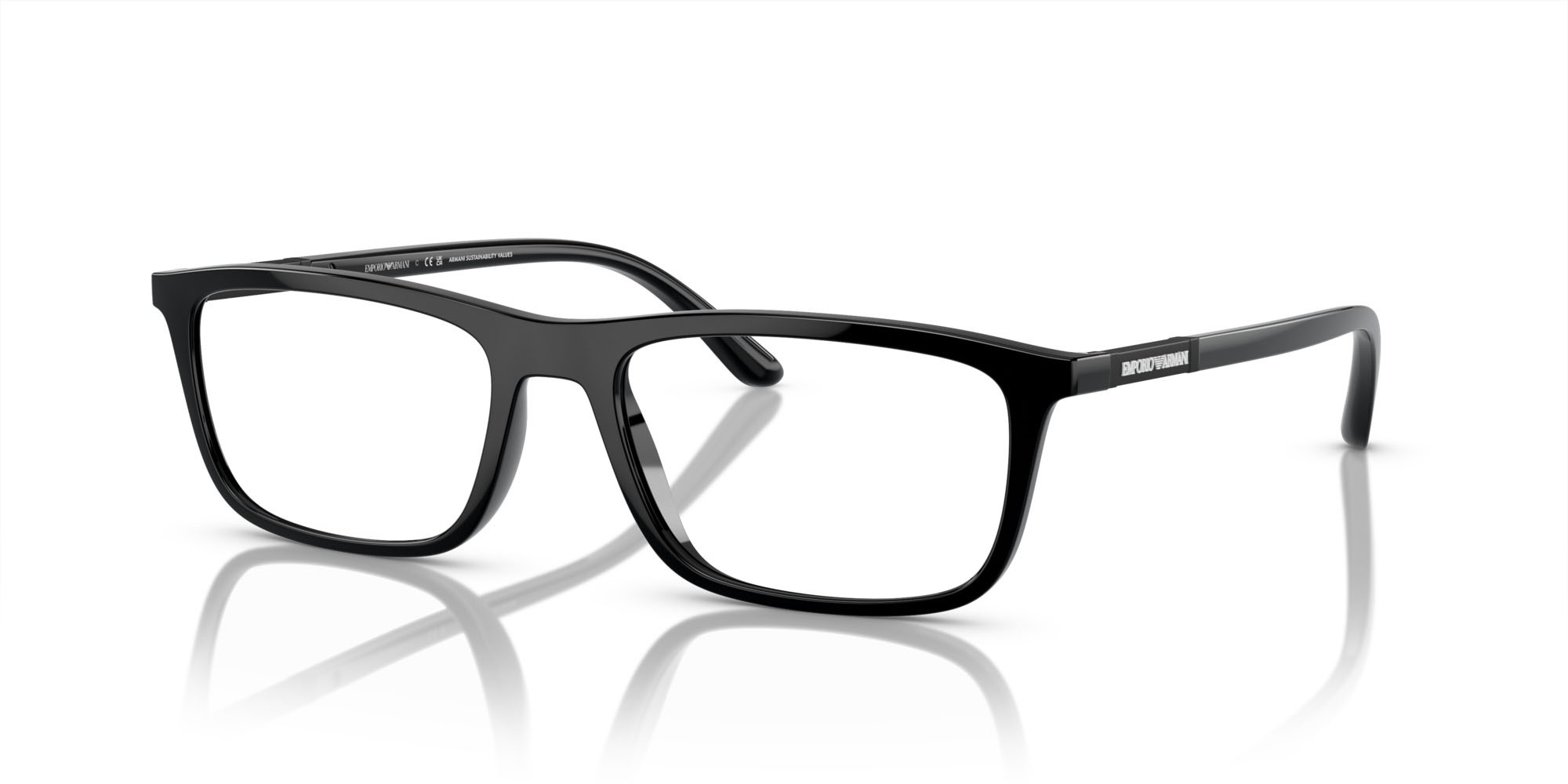 Occhiali da vista Emporio Armani EA 4160 (50011W) + Clip on colore nero lucido forma rettangolare lenti trasparente