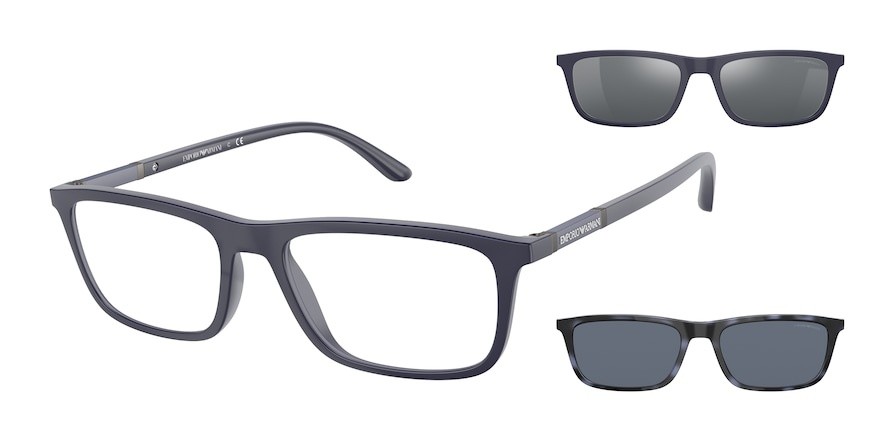 Occhiali da vista Emporio Armani EA 4160 (50881W) + Clip on colore matte blue forma rettangolare lenti clear