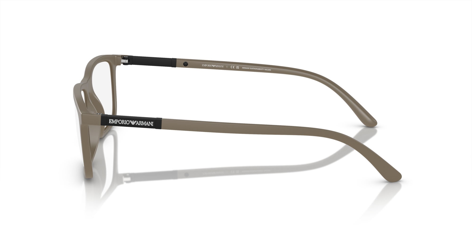 Brillen Emporio Armani EA 4160 (54381W) + Clip on farbe fango opaco form rechteckig gläser trasparente