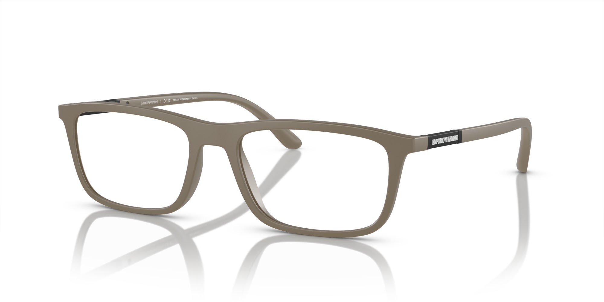 Brillen Emporio Armani EA 4160 (54381W) + Clip on farbe fango opaco form rechteckig gläser trasparente