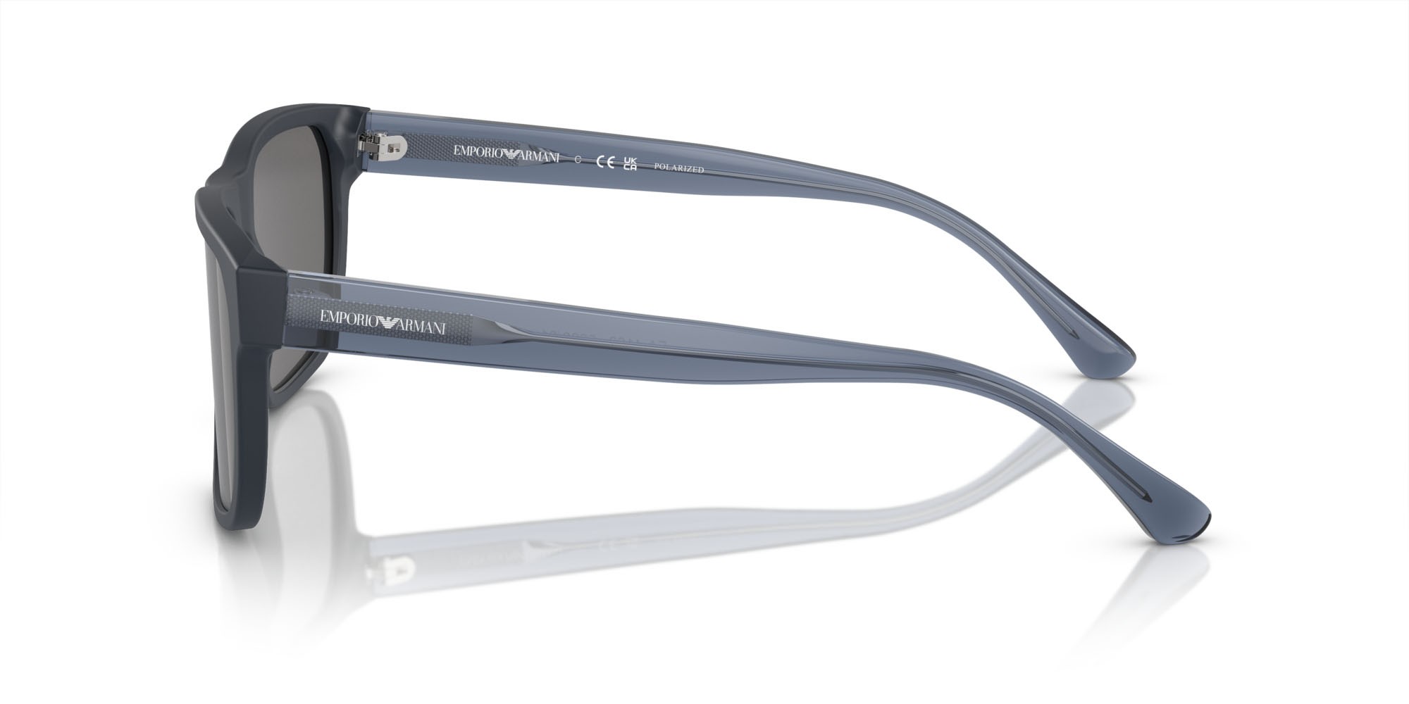 Occhiali da sole Emporio Armani EA 4163 (508881) colore blu opaco forma quadrato lenti polar grigio scuro