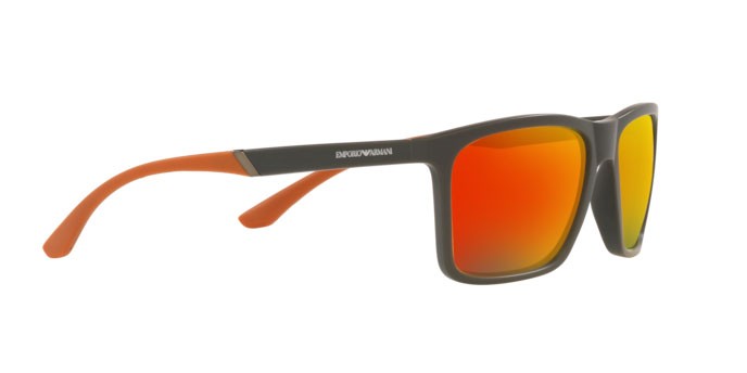 Sonnenbrillen Emporio Armani EA 4170 (54376Q) farbe matte grey form rechteckig gläser dark violet mirror red