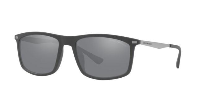 Sonnenbrillen Emporio Armani EA 4171U (54376G) farbe matte grey form rechteckig gläser light grey mirror black