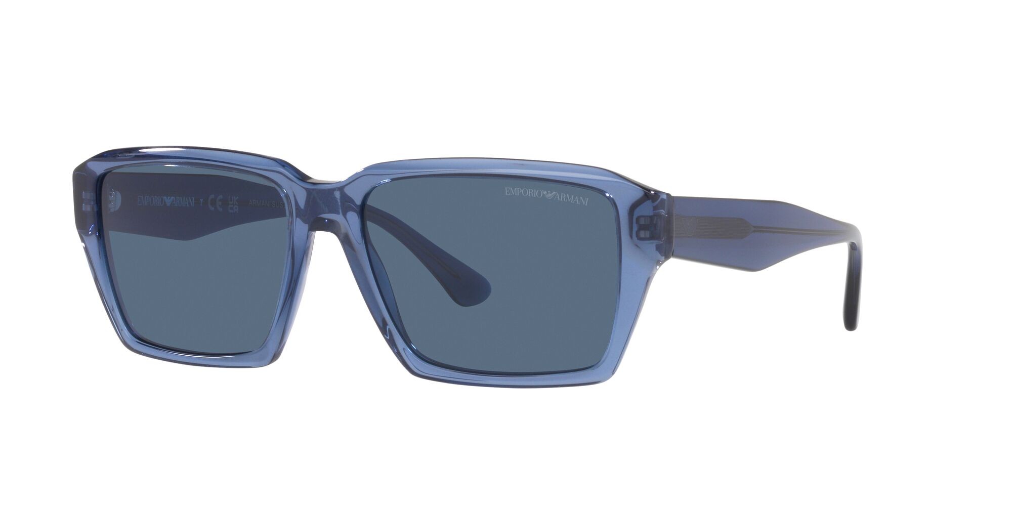Sonnenbrillen Emporio Armani EA 4186 (507280) farbe blu trasparente lucido form rechteckig gläser blu scuro
