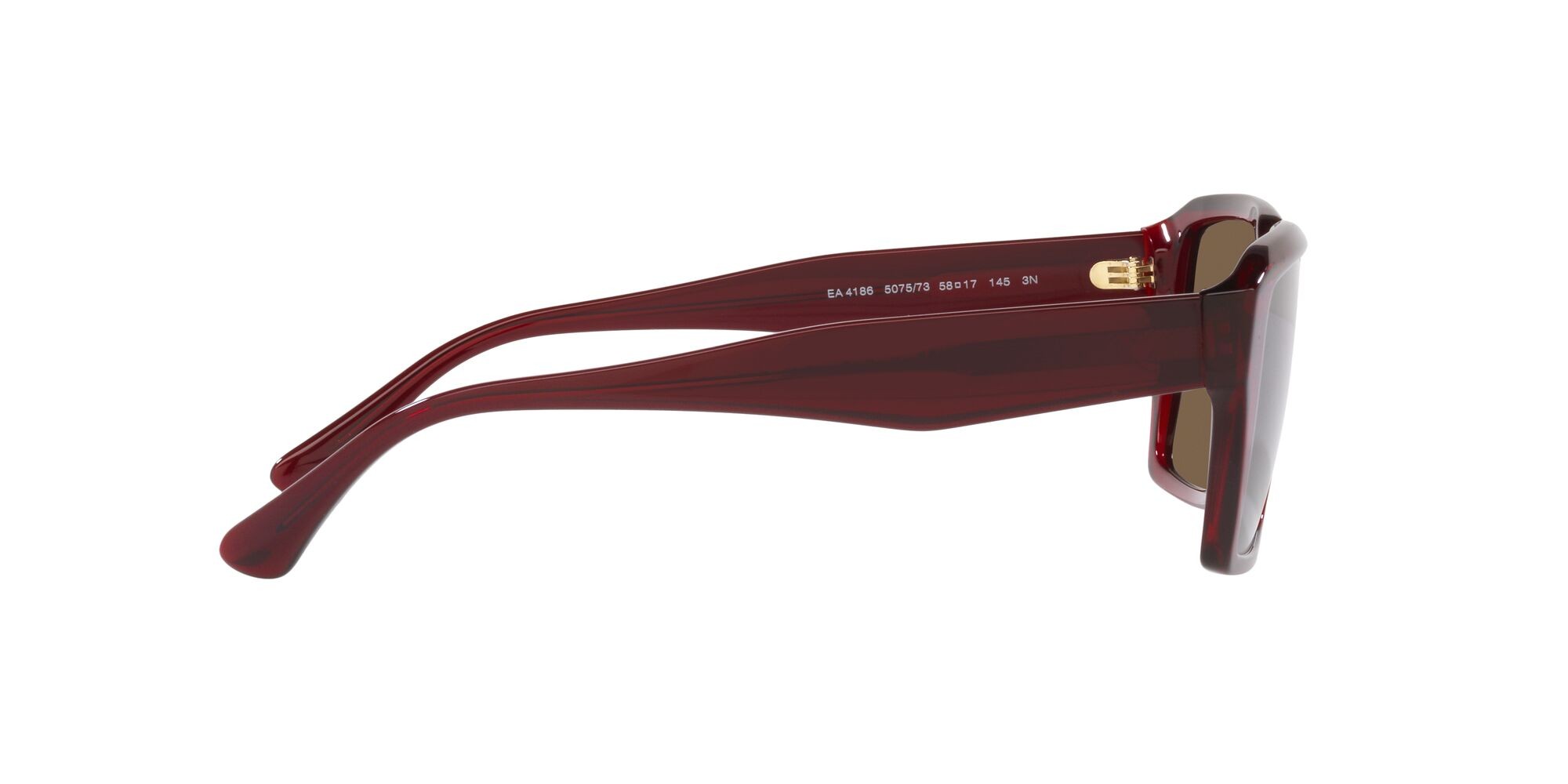Occhiali da sole Emporio Armani EA 4186 (507573) colore rosso brillante trasparente forma rettangolare lenti marrone scuro