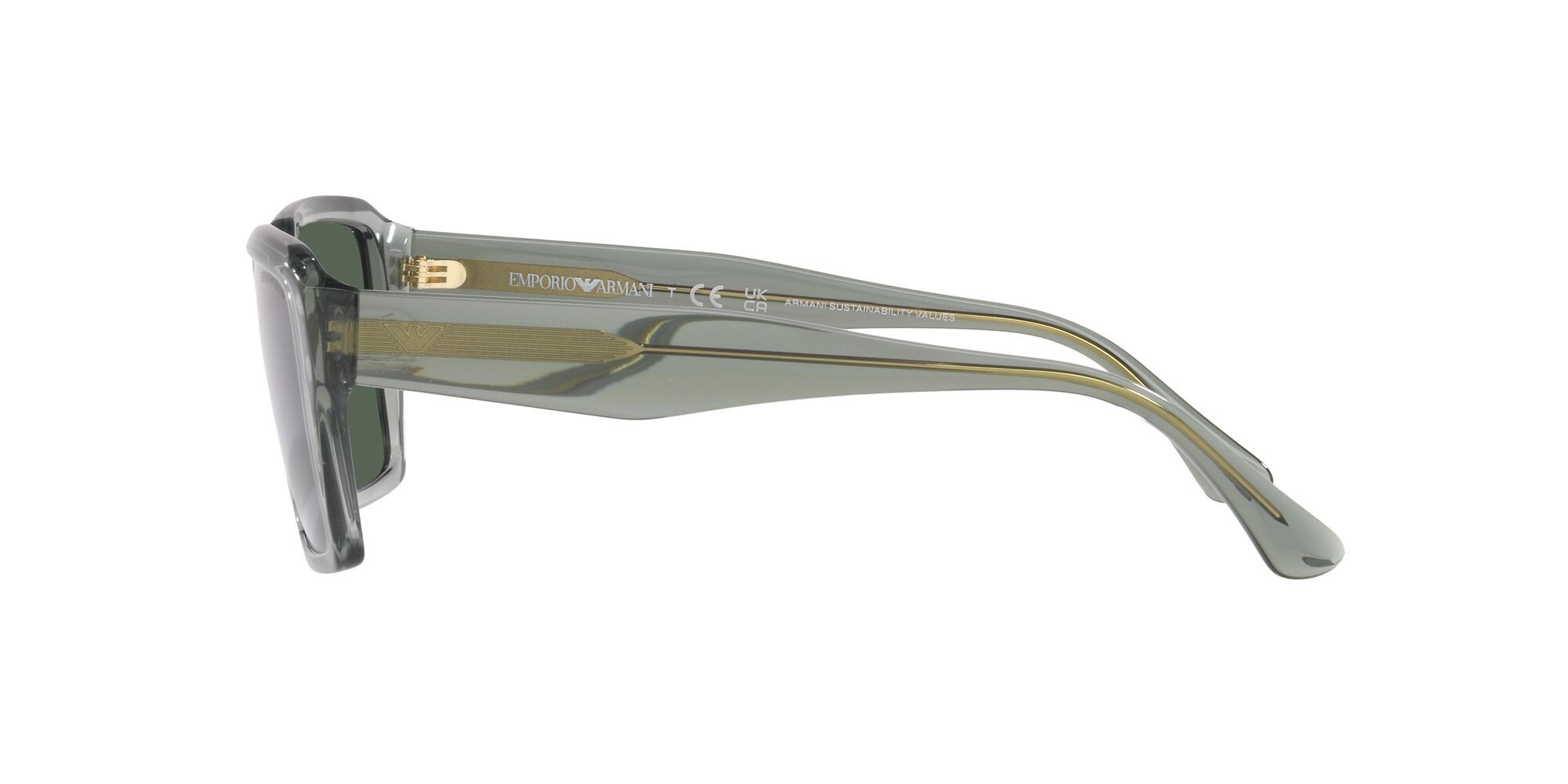 Sonnenbrillen Emporio Armani EA 4186 (536271) farbe verde trasparente lucido form rechteckig gläser verde scuro