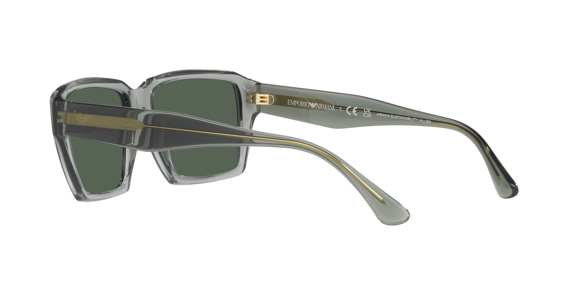 Sonnenbrillen Emporio Armani EA 4186 (536271) farbe verde trasparente lucido form rechteckig gläser verde scuro