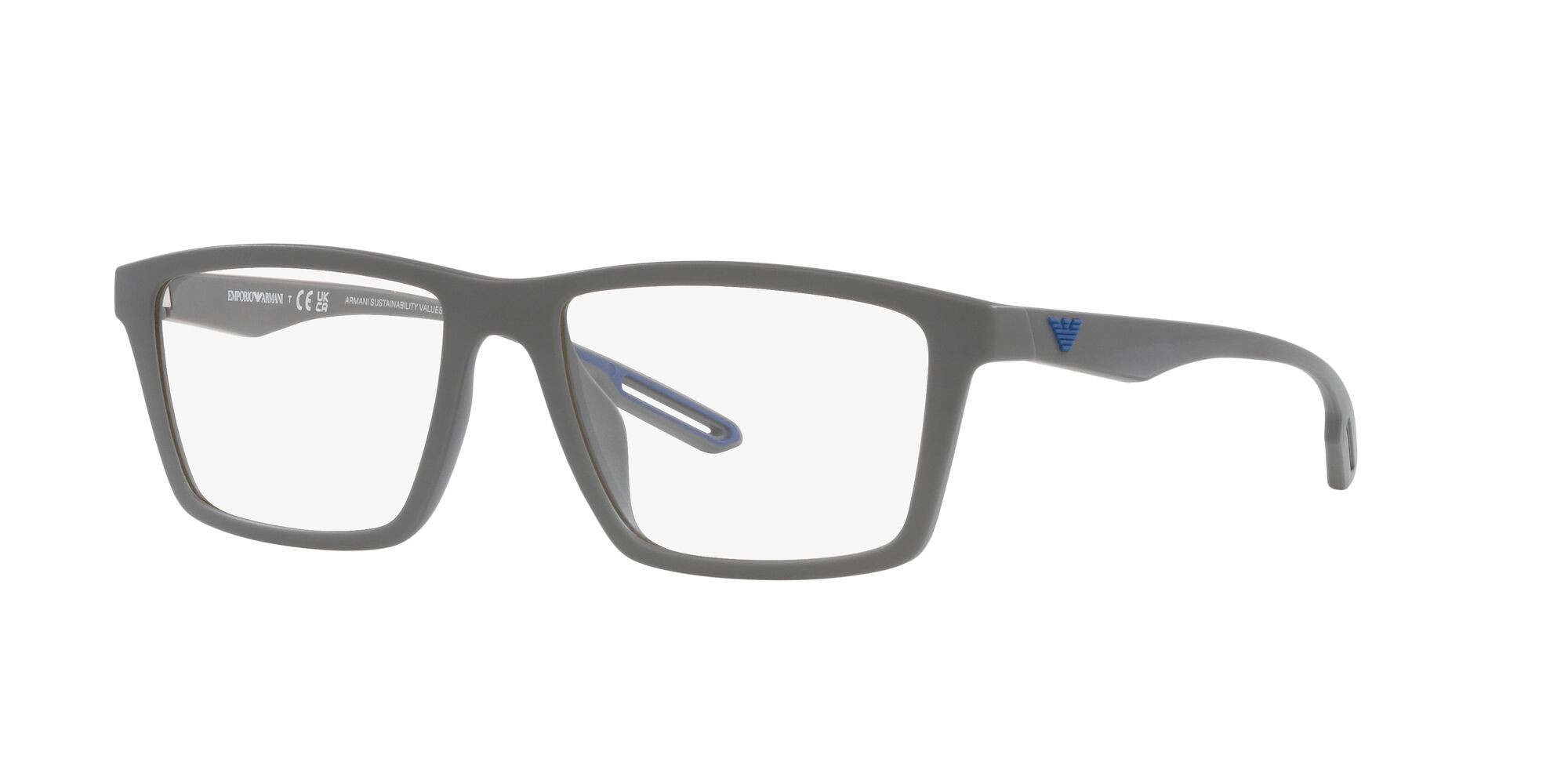 Brillen Emporio Armani EA 4189U (50601W) + Clip on farbe grigio opaco form rechteckig gläser trasparente