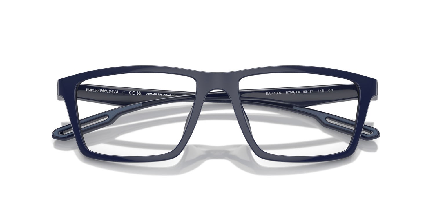 Eyeglasses Emporio Armani EA 4189U (57591W) + Clip on color blu lucido shape rectangle lenses trasparente
