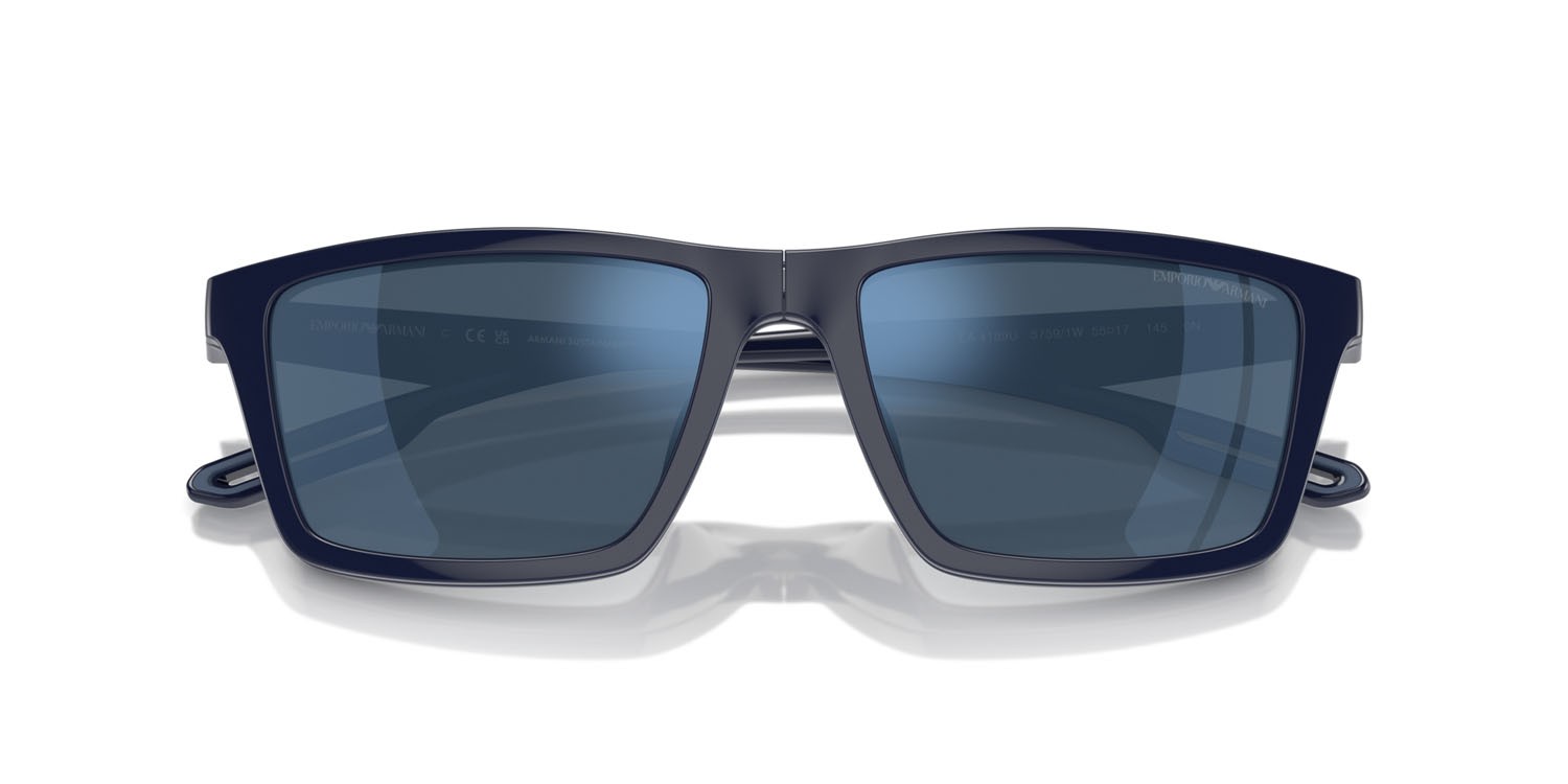 Eyeglasses Emporio Armani EA 4189U (57591W) + Clip on color blu lucido shape rectangle lenses trasparente