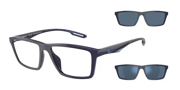 Eyeglasses Emporio Armani EA 4189U (57591W) + Clip on color blu lucido shape rectangle lenses trasparente