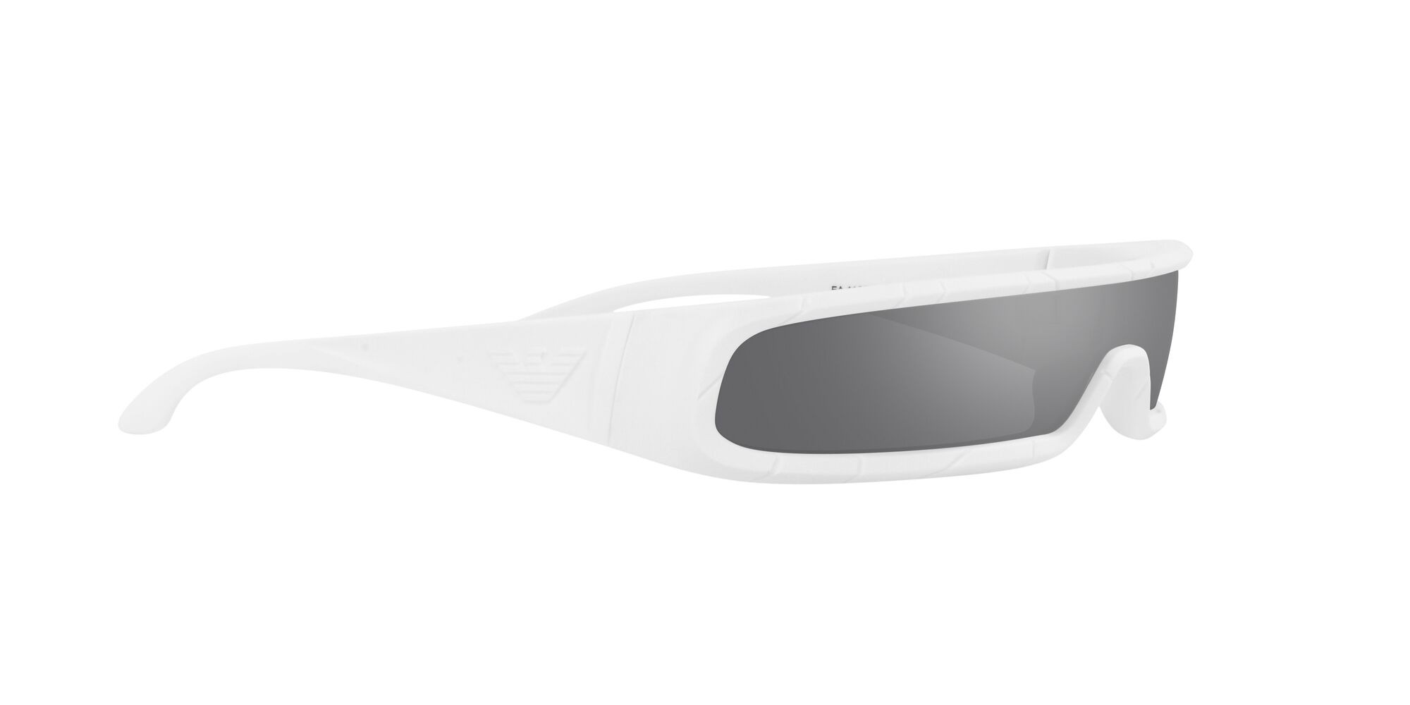 Sonnenbrillen Emporio Armani EA 4190U (59596G) farbe rubberised white form rechteckig gläser grigio argento specchiato