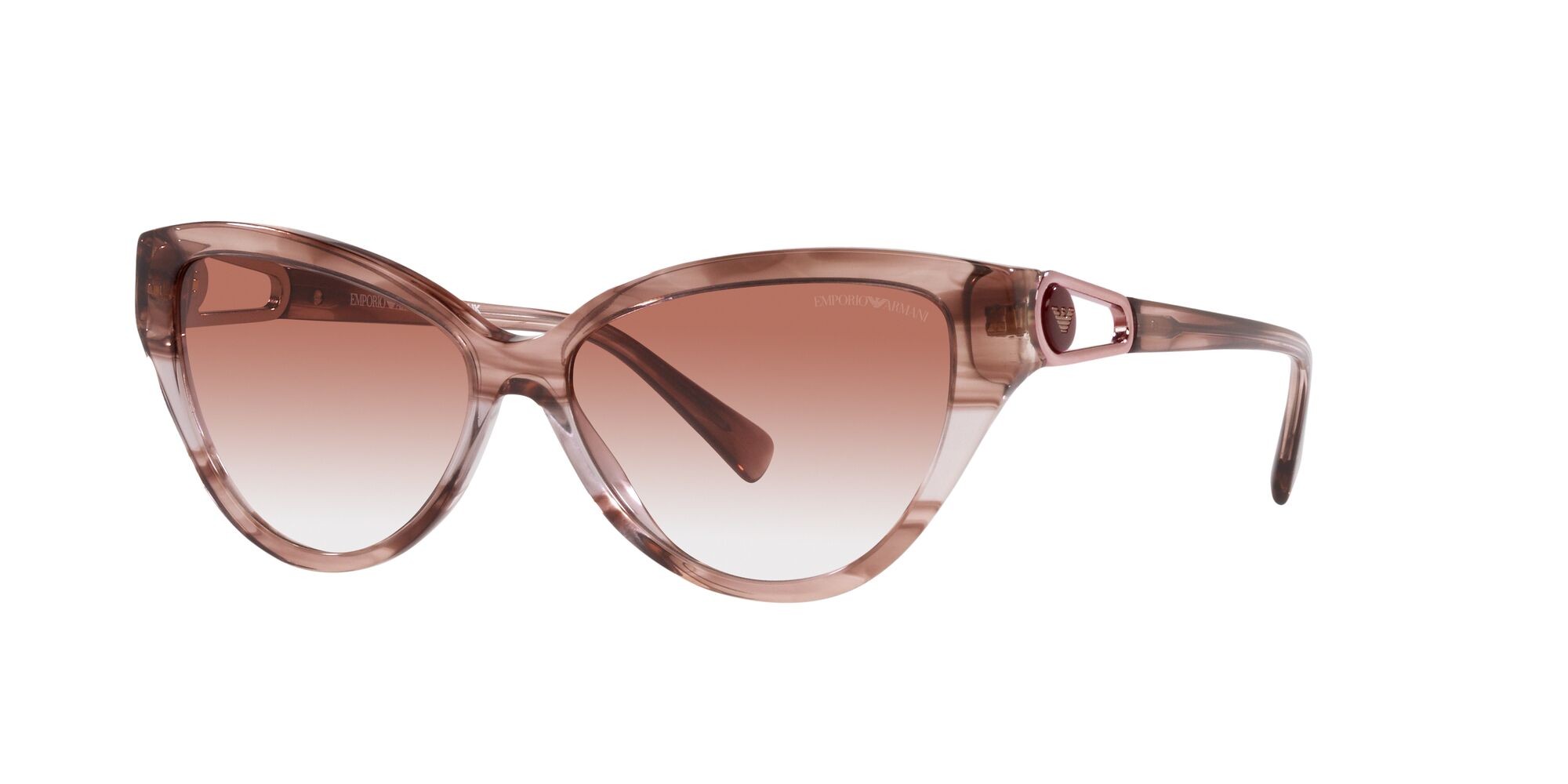 Sonnenbrillen Emporio Armani EA 4192 (5021V0) farbe rosa brillante striato form cat-eye gläser trasparente sfumato rosso