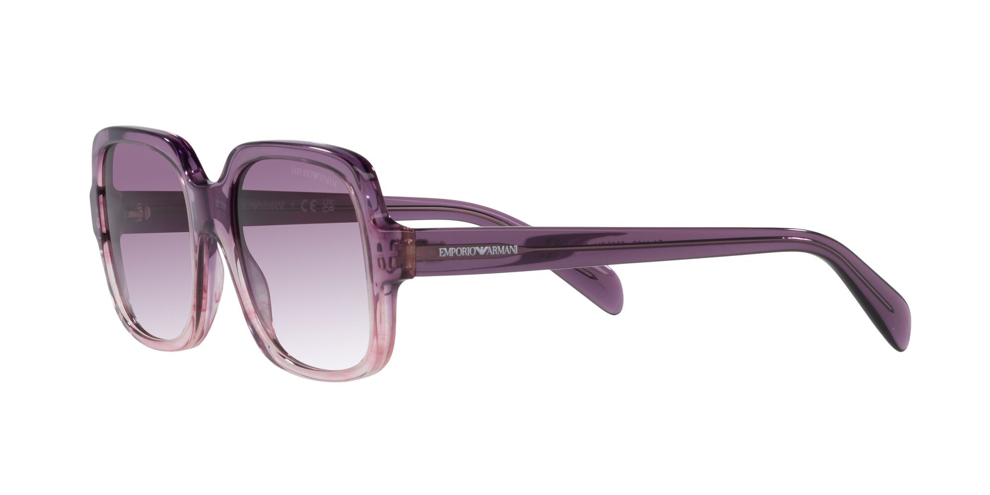 Sonnenbrillen Emporio Armani EA 4195 (59668H) farbe violetto sfumato form quadratisch gläser trasparente sfumato viola scuro