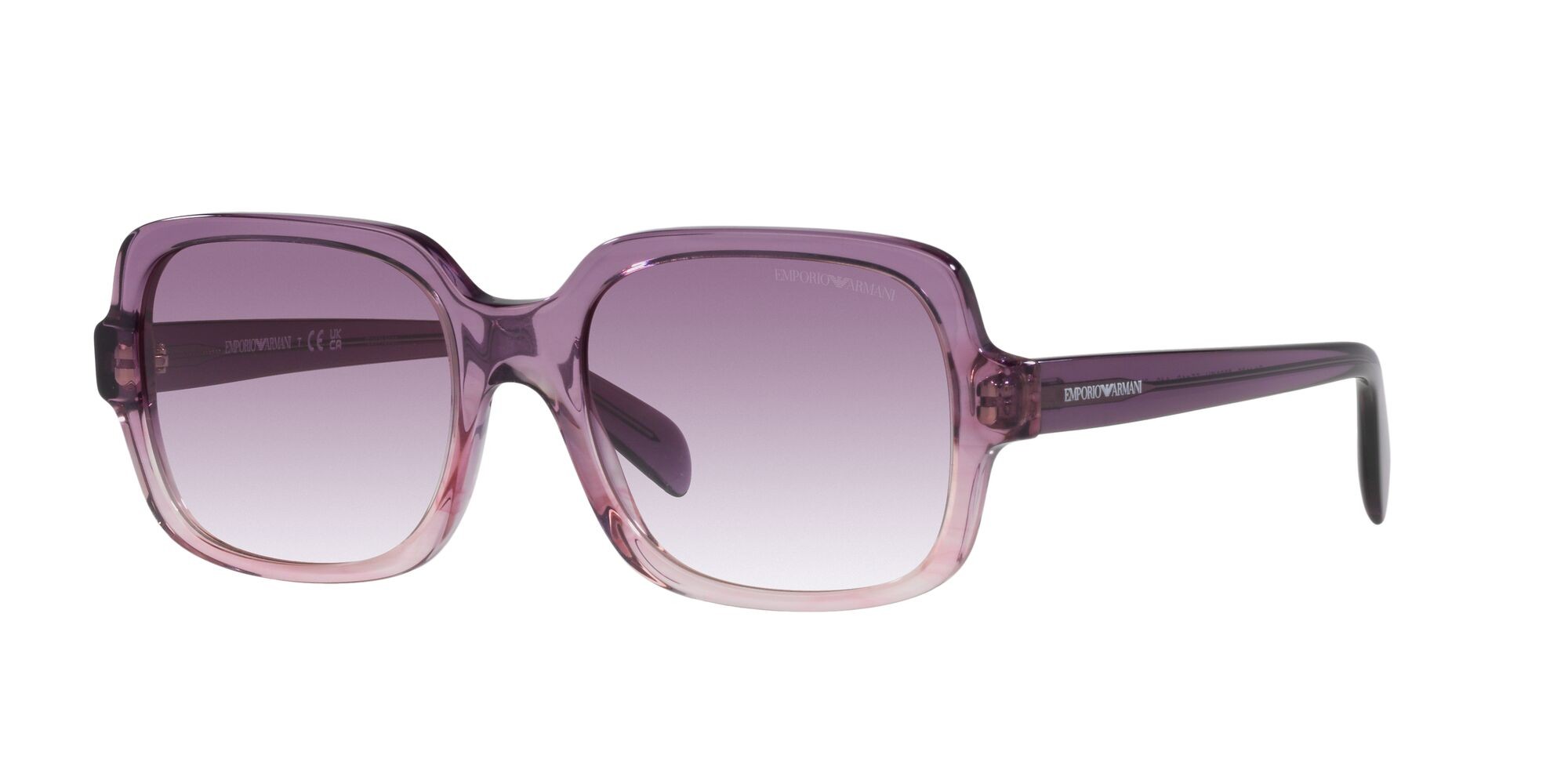 Sonnenbrillen Emporio Armani EA 4195 (59668H) farbe violetto sfumato form quadratisch gläser trasparente sfumato viola scuro