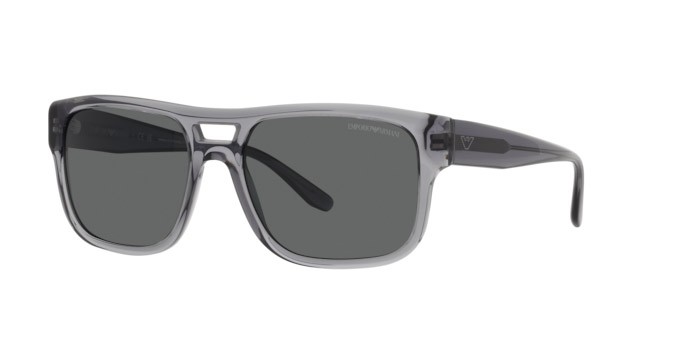 Occhiali da sole Emporio Armani EA 4197 (502987) colore grigio trasparente forma quadrato lenti grigio scuro
