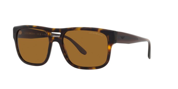 Occhiali da sole Emporio Armani EA 4197 (587983) colore havana forma quadrato lenti marrone polarizzate