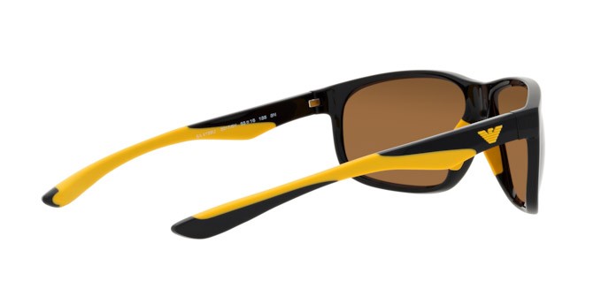 Occhiali da sole Emporio Armani EA 4199U (50176H) colore nero lucido forma quadrato lenti marrone specchiato oro