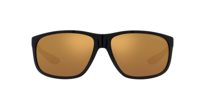 Occhiali da sole Emporio Armani EA 4199U (50176H) colore nero lucido forma quadrato lenti marrone specchiato oro