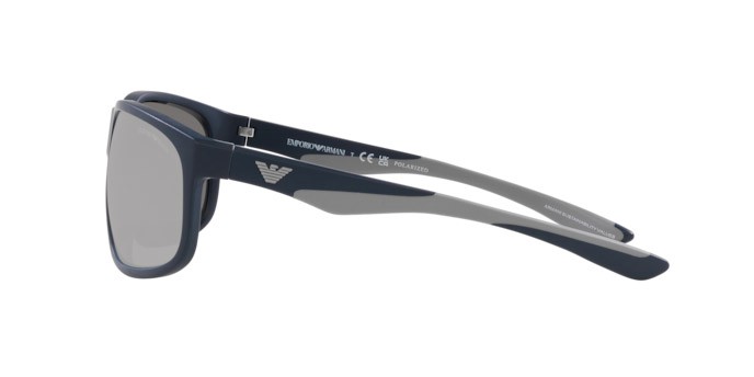 Occhiali da sole Emporio Armani EA 4199U (5088Z3) colore blu opaco forma quadrato lenti polarizzata grigio specchiato argento