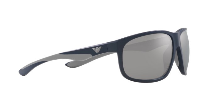 Occhiali da sole Emporio Armani EA 4199U (5088Z3) colore blu opaco forma quadrato lenti polarizzata grigio specchiato argento