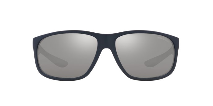 Occhiali da sole Emporio Armani EA 4199U (5088Z3) colore blu opaco forma quadrato lenti polarizzata grigio specchiato argento