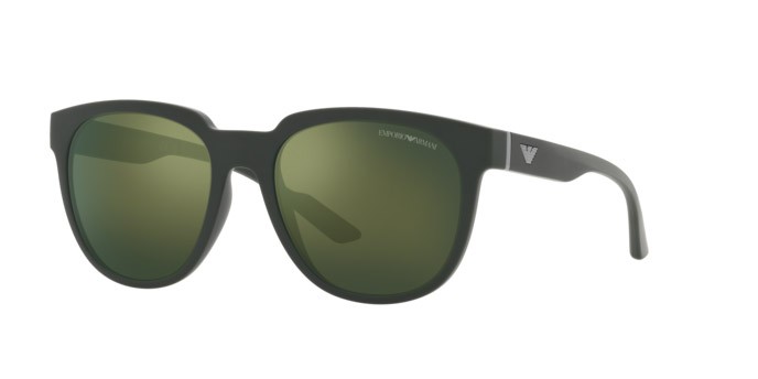 Sonnenbrillen Emporio Armani EA 4205 (50586R) farbe verde opaco form pantos gläser verde scuro specchiato petrolio