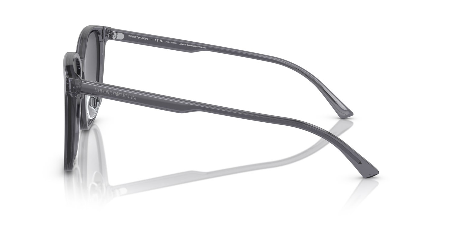 Occhiali da sole Emporio Armani EA 4206D (5029T3) colore grigio trasparente lucido forma quadrato lenti polar grigia sfumata